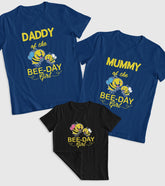 Daddy, Mummy, Bee-Day Girl Unisex Half Sleeve T-Shirts (Pack of 3)