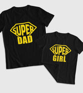 Super Dad and Super Girl Unisex Half Sleeve T-Shirts (Pack of 2)