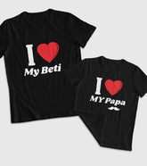 I love my Papa and beti Unisex Half Sleeve T-Shirts (Pack of 2)