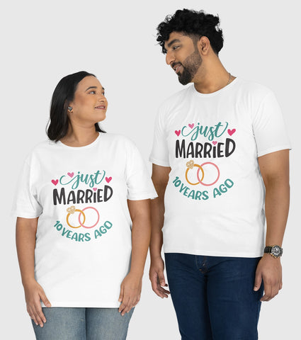Just Married 10 Years Ago Unisex Half Sleeve T-Shirts (Pack of 2)