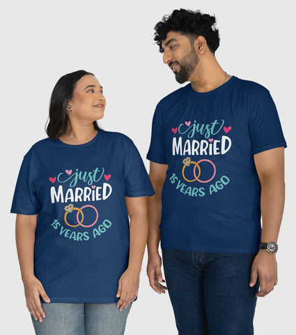 Just Married 15 Years Ago Unisex Half Sleeve T-Shirts (Pack of 2)