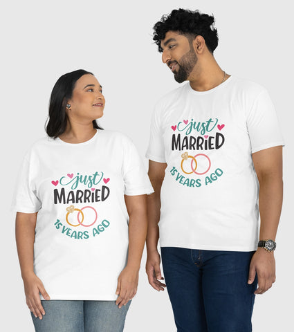 Just Married 15 Years Ago Unisex Half Sleeve T-Shirts (Pack of 2)