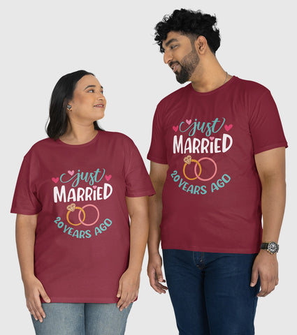 Just Married 20 Years Ago Unisex Half Sleeve T-Shirts (Pack of 2)