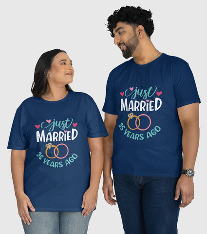 Just Married 35 Years Ago Unisex Half Sleeve T-Shirts (Pack of 2)