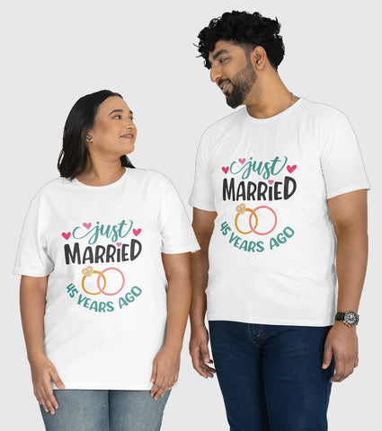 Just Married 45 Years Ago Unisex Half Sleeve T-Shirts (Pack of 2)