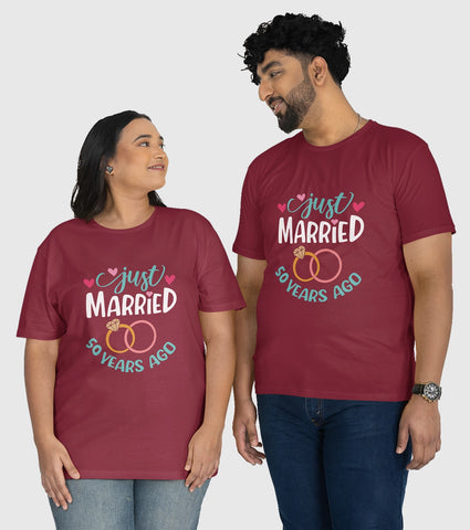 Just Married 50 Years Ago Unisex Half Sleeve T-Shirts (Pack of 2)
