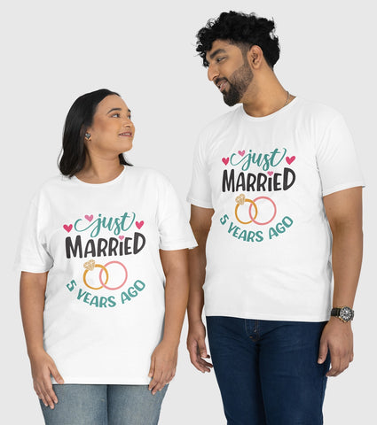 Just Married 5 years Ago Unisex Half Sleeve T-Shirts (Pack of 2)