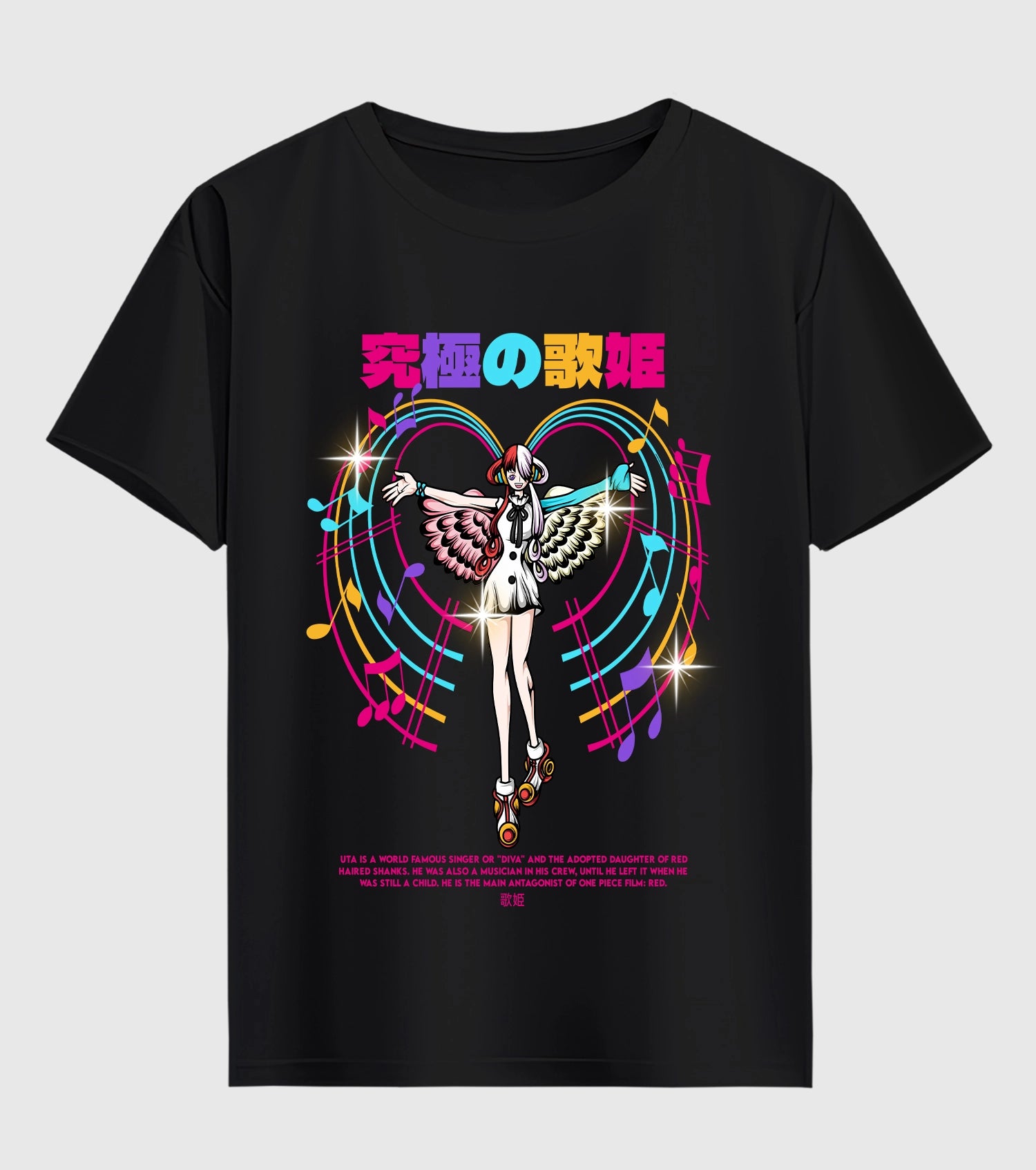 Uta Anime Half Sleeve T-Shirt Black S (38) - Main Image