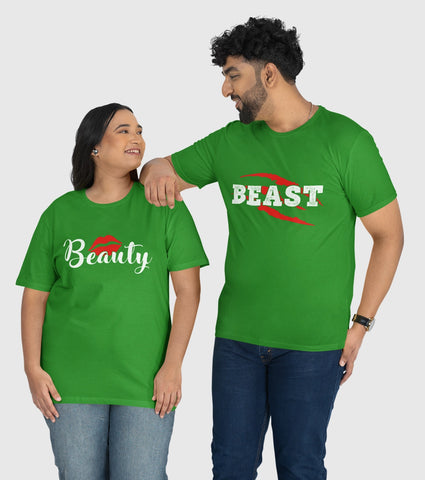 Beauty And Beast Unisex Half Sleeve T-Shirts (Pack of 2)
