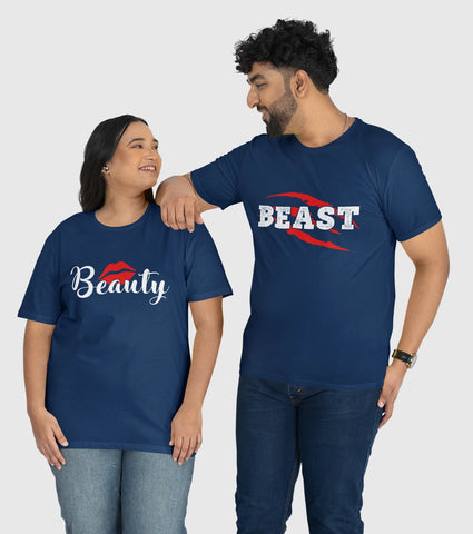 Beauty And Beast Unisex Half Sleeve T-Shirts (Pack of 2)