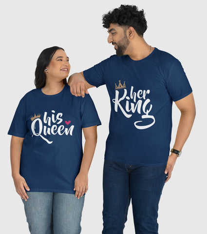 His Queen, Her King Unisex Half Sleeve T-Shirts (Pack of 2)