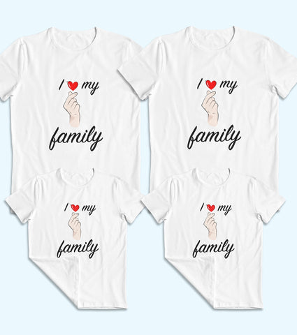 I Love My Family Unisex Half Sleeve T-Shirts (Pack of 4)