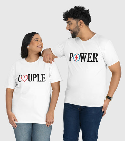 Power Couple Unisex Half Sleeve T-Shirts (Pack of 2)