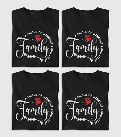 Family Strength And Love Group Unisex Half Sleeve T-Shirts (Pack of 4)