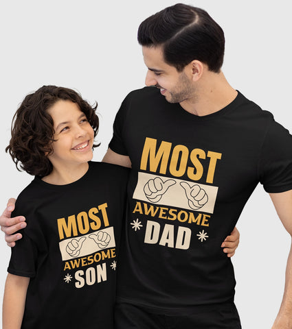 Most Awesome Dad And Son Unisex Half Sleeve T-Shirts (Pack of 2)