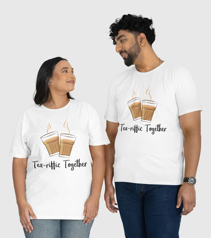 Tea-riffic Together Unisex Half Sleeve T-Shirts (Pack of 2)