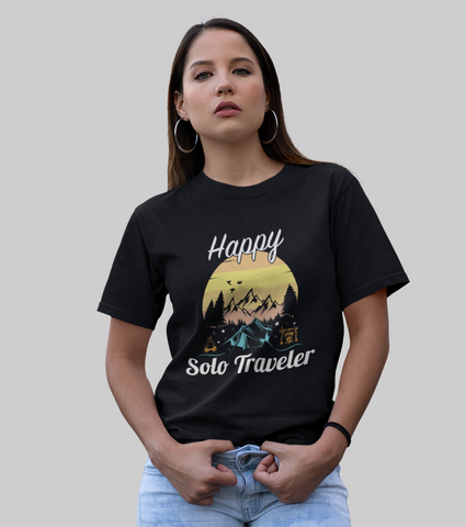 Happy Solo Traveler Unisex Half Sleeve T-Shirt